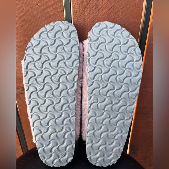 Birkenstock Arizona Teddy Shearling Platform Sandals Pink Big Buckle 40EU - Picture 9 of 9